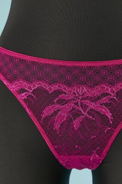 Bra and thong panty ensemble in fushia lace MALIZIA by LA PERLA