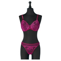 Ensemble soutien-gorge et pantalon en dentelle fushia MALIZIA par LA PERLA