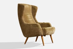 Bra Bohag, Lounge Chair, Fabric, Wood, Sweden, 1950s