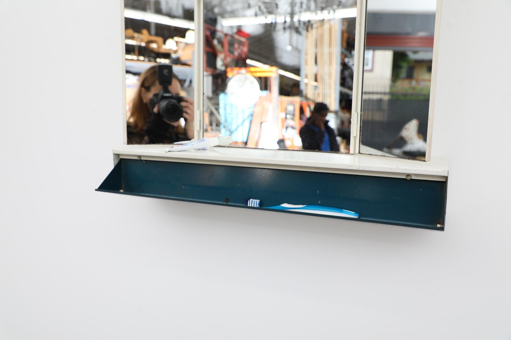 Brabantia Trifold Mirror with Blue Shelf, 1960's For Sale 1