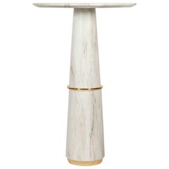 Agra Bar Table in Estremoz Marble with Gold Details