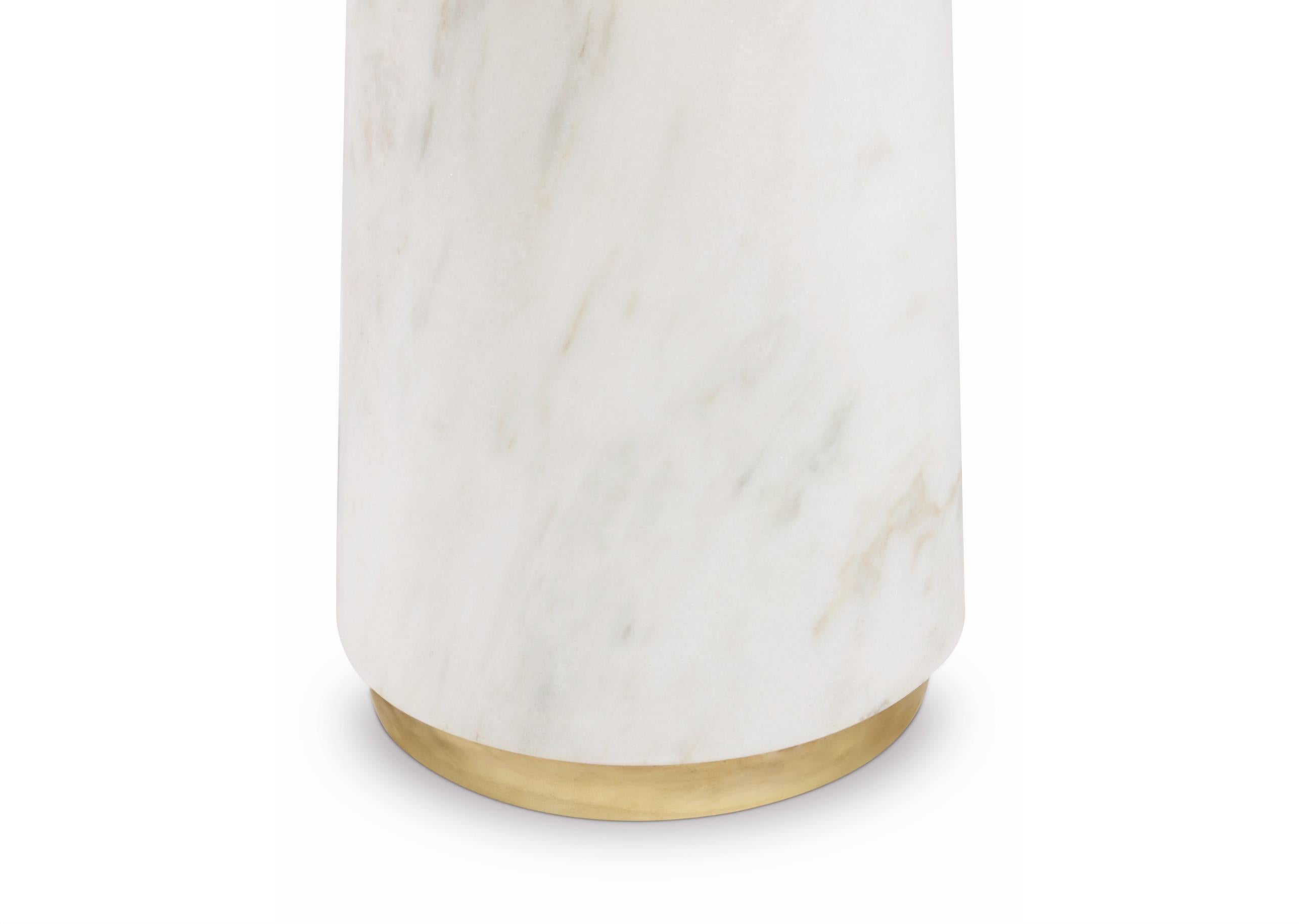 Contemporary Agra Console Table in Estremoz Marble with Brass Details For Sale