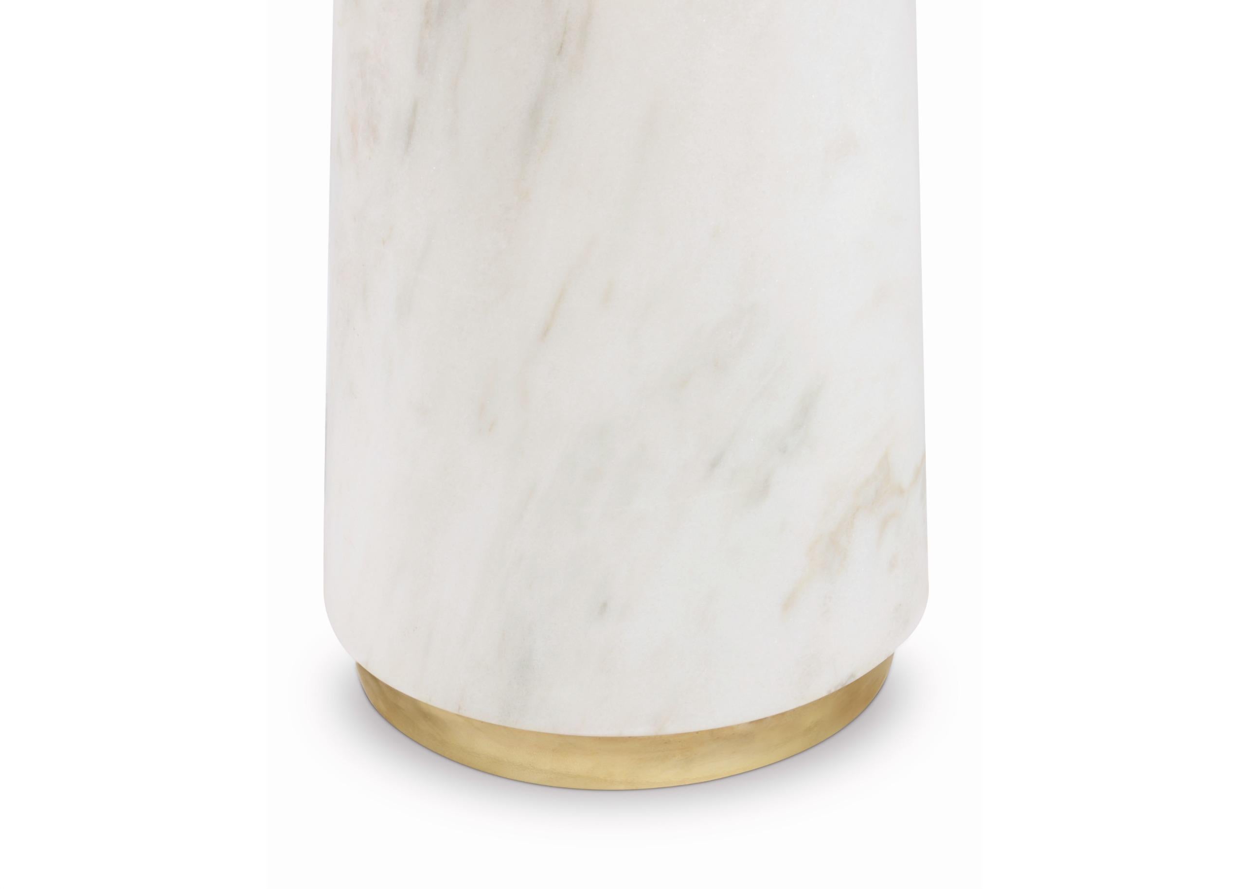 Agra Console Table in Estremoz Marble with Brass Details For Sale 1