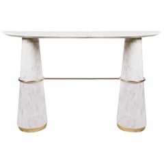 Agra Console Table in Estremoz Marble with Brass Details