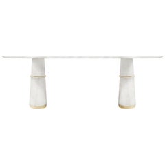 Agra II Dining Table in Estremoz Marble with Gold Details