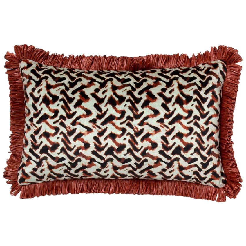 Brabbu Albus Pillow in Red Velvet with Tassles For Sale