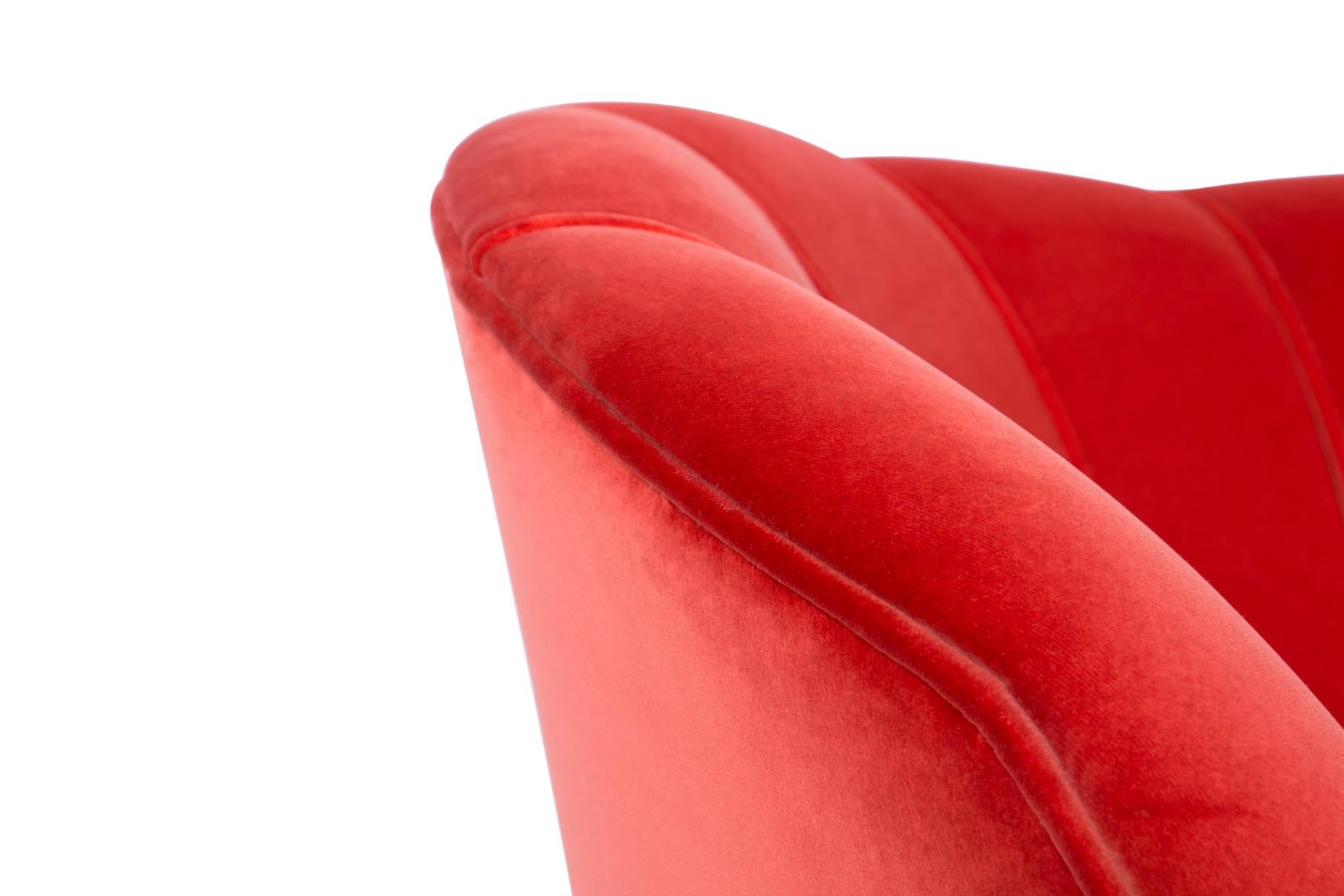 bright red armchair