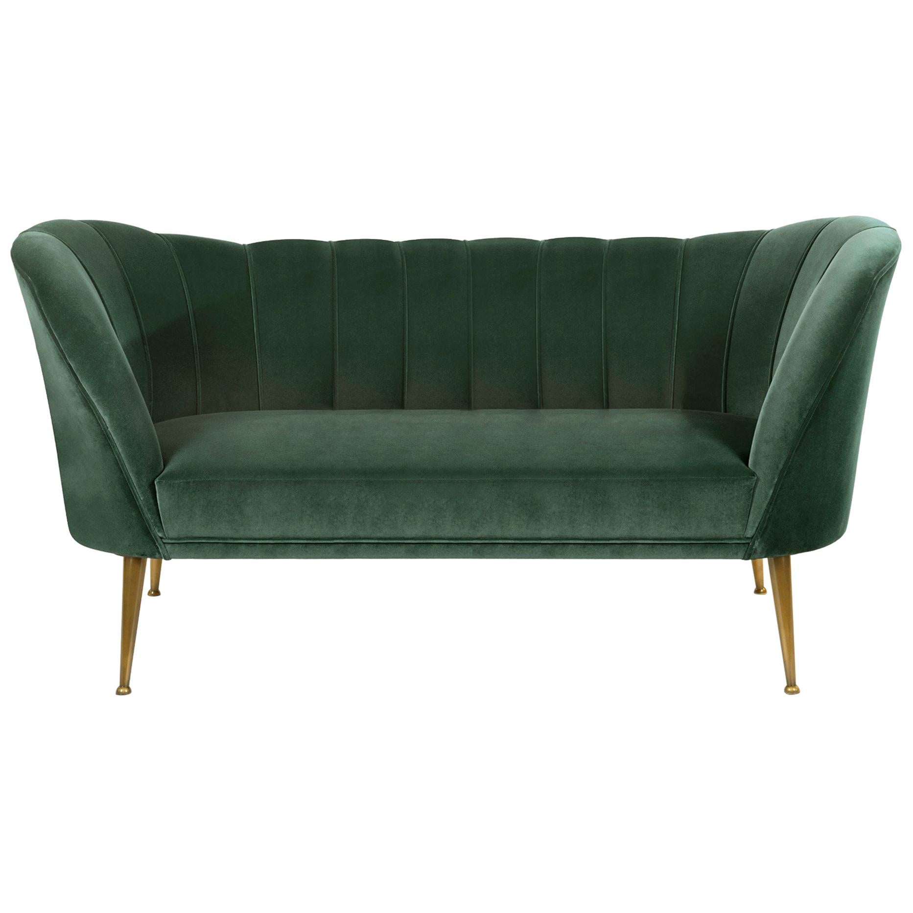 Andes Sofa in Cotton Velvet with Brass Details by Brabbu For Sale