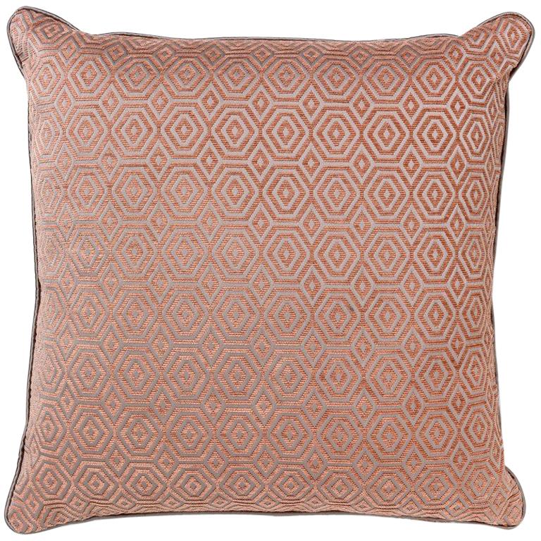 Brabbu Antrim Pillow in Red Twill with Silver Stitching For Sale