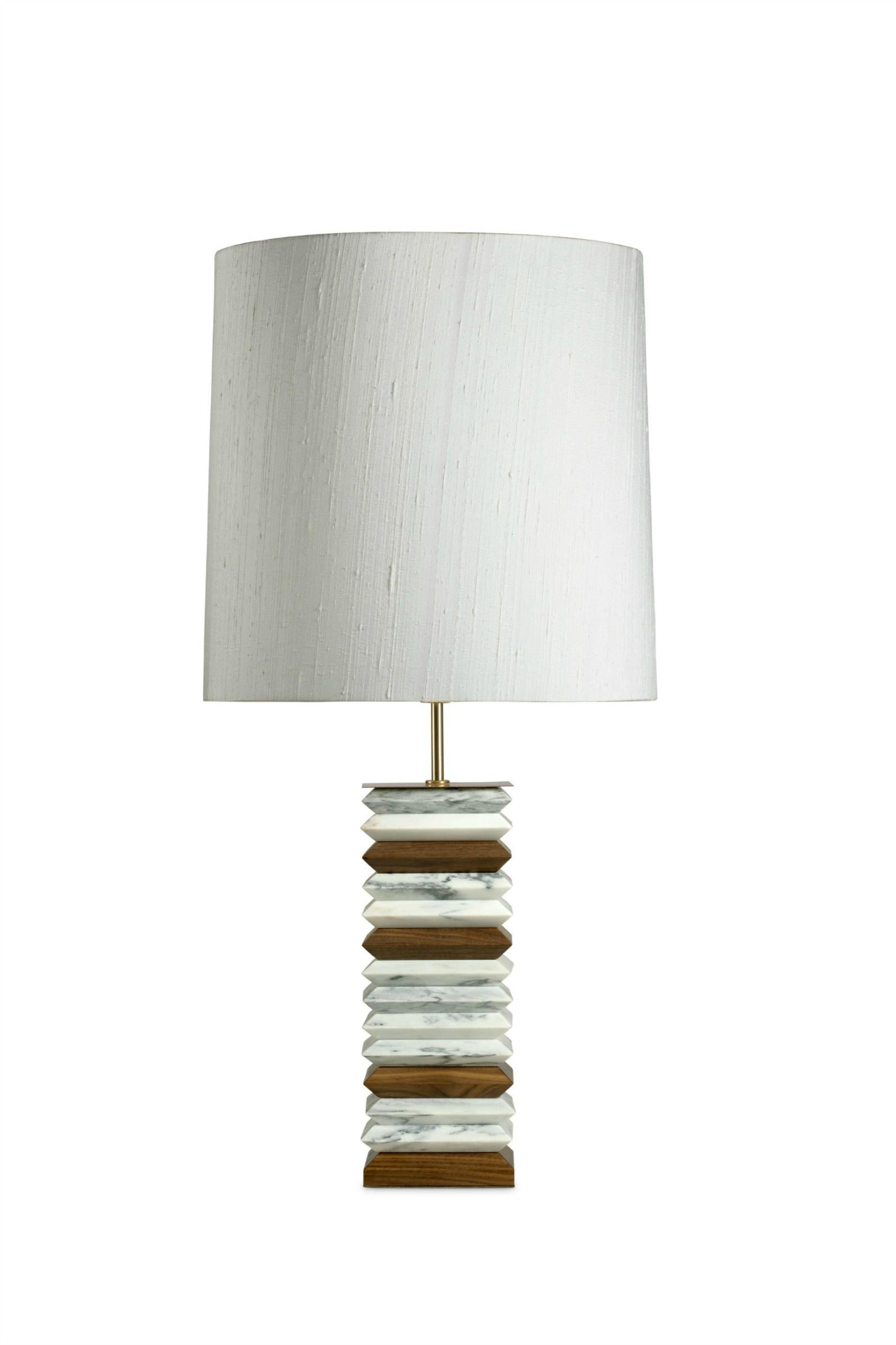 Polished Contemporary White Marble Apache Table Lamp by BRABBU For Sale