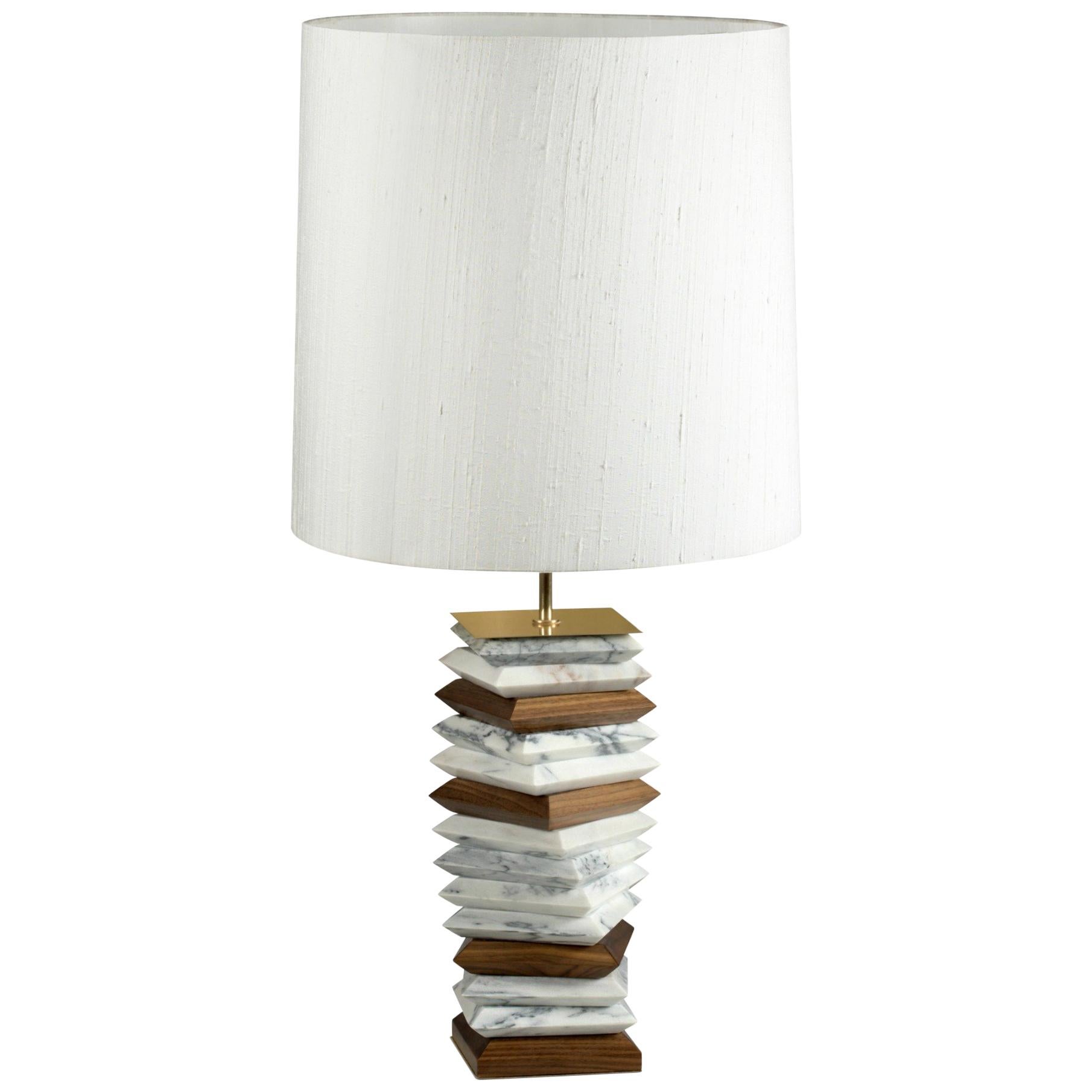 Contemporary White Marble Apache Table Lamp by BRABBU For Sale