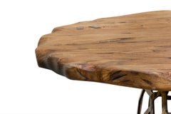 Apis I Dining Table in Brass with Wood Top