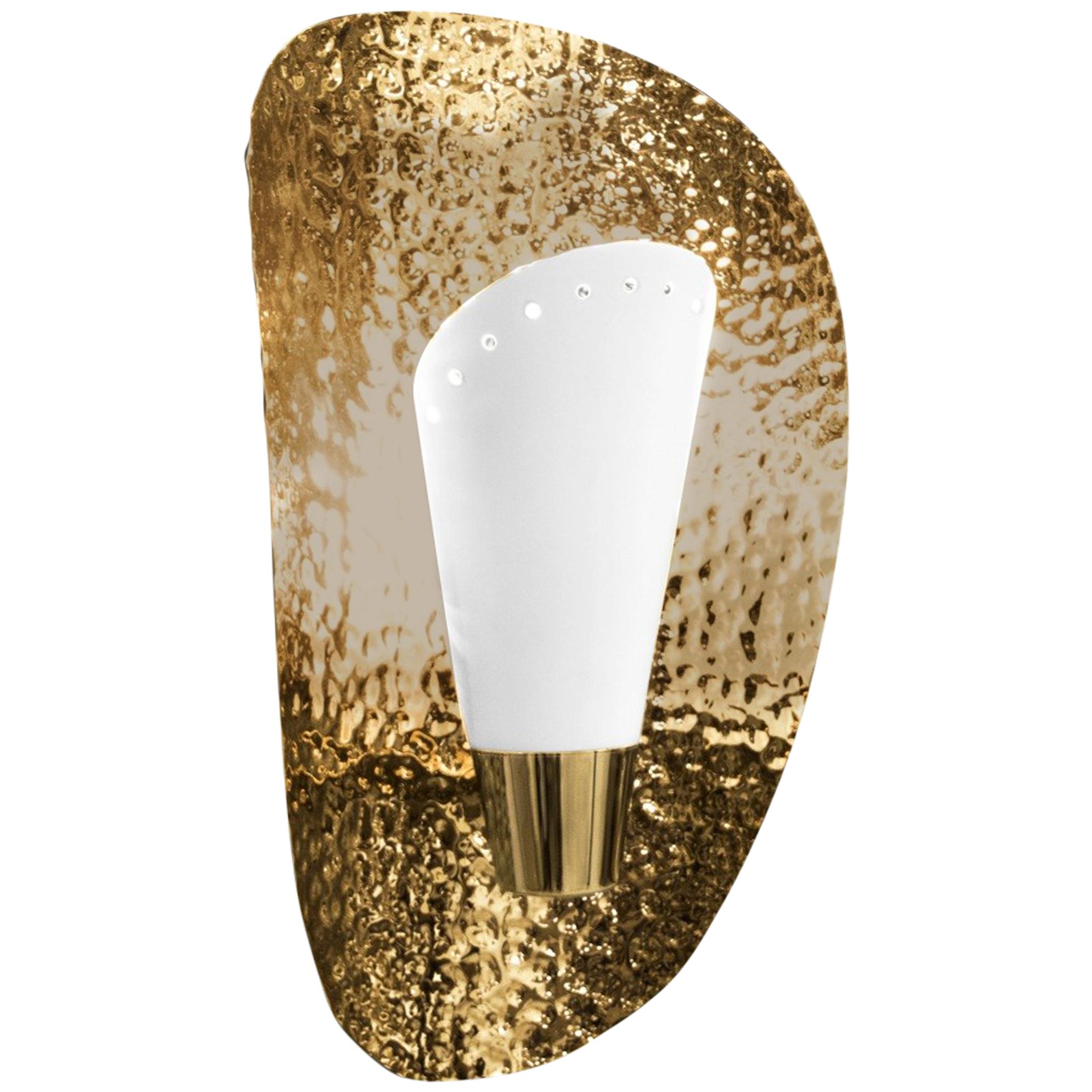 Aruna Sconce in Hammered Brass Shell by Brabbu For Sale