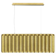 Aurum I Rectangular Pendant Light in Matte Hammered Brass by Brabbu