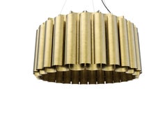 Aurum II Round Pendant Light in Matte Hammered Brass by Brabbu