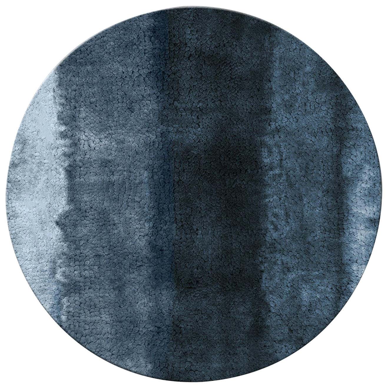 Baltic Circular Hand-Tufted Dyed Wool Rug ii in Blue Gradient For Sale ...