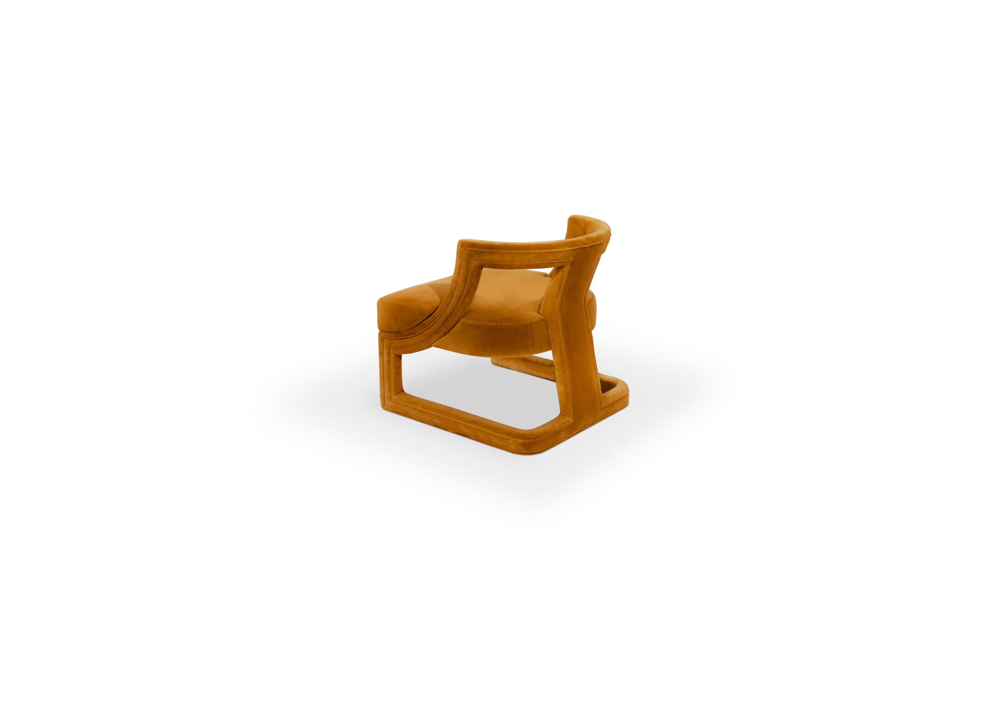 mustard velvet armchair