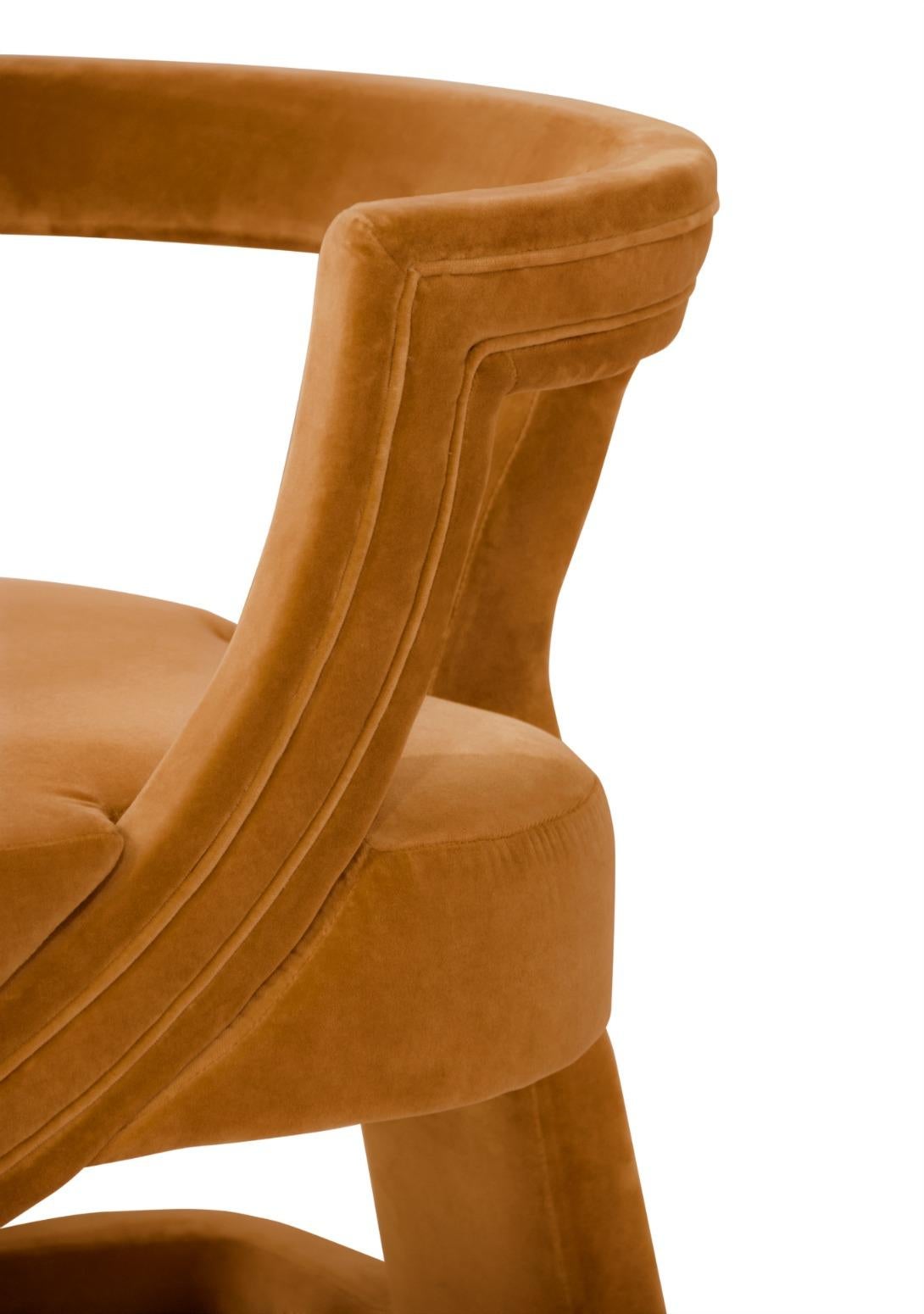 Modern Batak Bold Armchair in Cotton Velvet For Sale