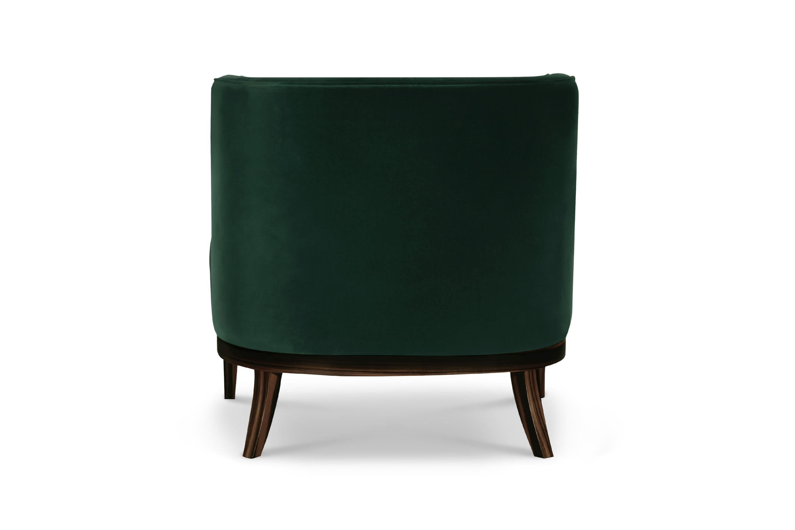 Contemporary Bourbon in Cotton Velvet and Ebony Wood Armchair by Brabbu

A contemporary button-tufted back armchair, Bourbon, in Cotton Velvet and Ebony Wood Armchair by Brabbu that was inspired by the House of Bourbon, a dynasty known for its class