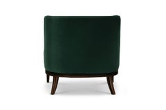 Contemporary Bourbon in Cotton Velvet and Ebony Wood Armchair by Brabbu