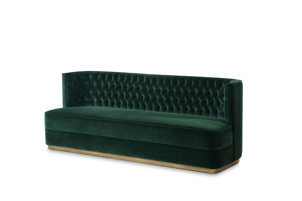 Contemporary Bourbon Cotton Velvet Sofa by Brabbu

A contemporary cotton velvet sofa, Bourbon, with a brass base which fabrics can be in velvet, synthetic leather, twill, synthetic suede, and real leather. The materials you can use are brass, aged