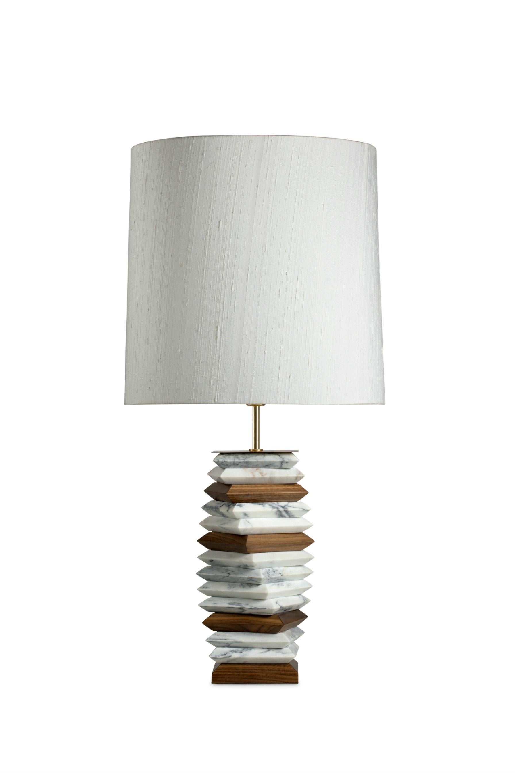 Calla Table Lamp in Hammered Aged Brass with Marble Base by Brabbu In New Condition For Sale In New York, NY