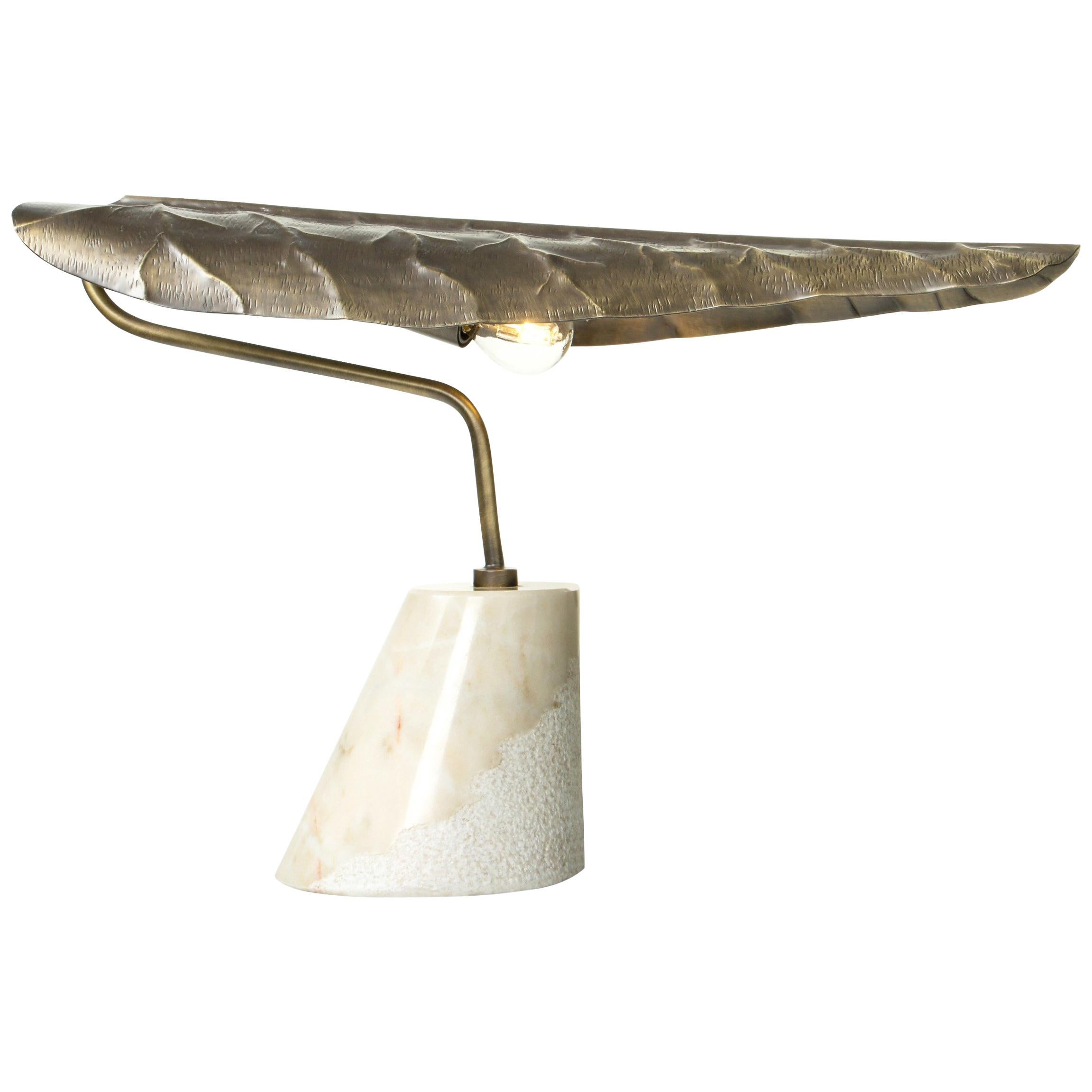 Calla Table Lamp in Hammered Aged Brass with Marble Base by Brabbu For Sale