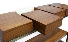 Cassis Console Table in Wood with Brass Details