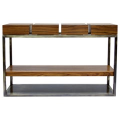 Cassis Console Table in Wood with Brass Details