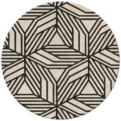 Circular Hand-Tufted Tencel Cauca Rug II in Black and White by BRABBU