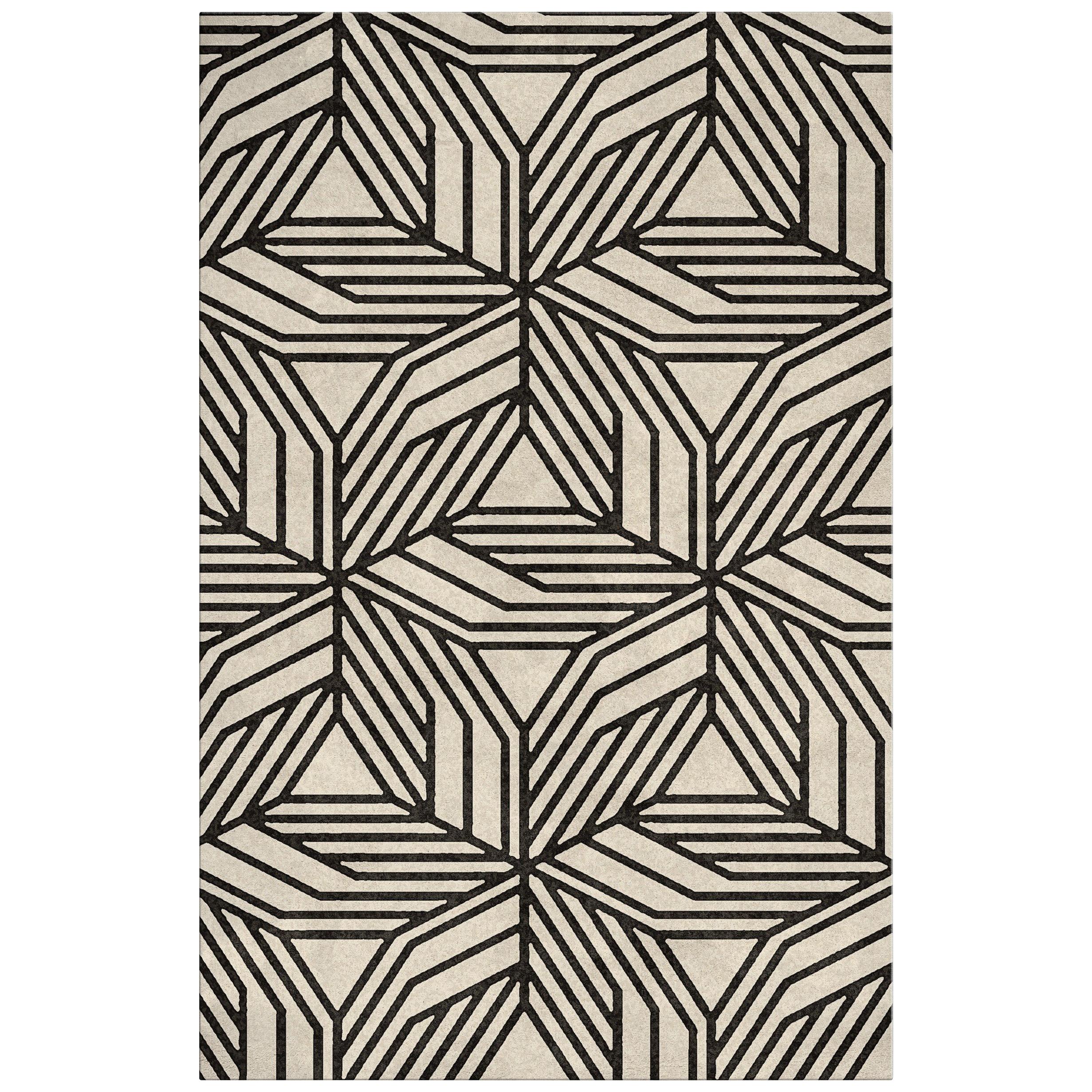 Cauca Hand-Tufted Tencel Rug in Black and White For Sale
