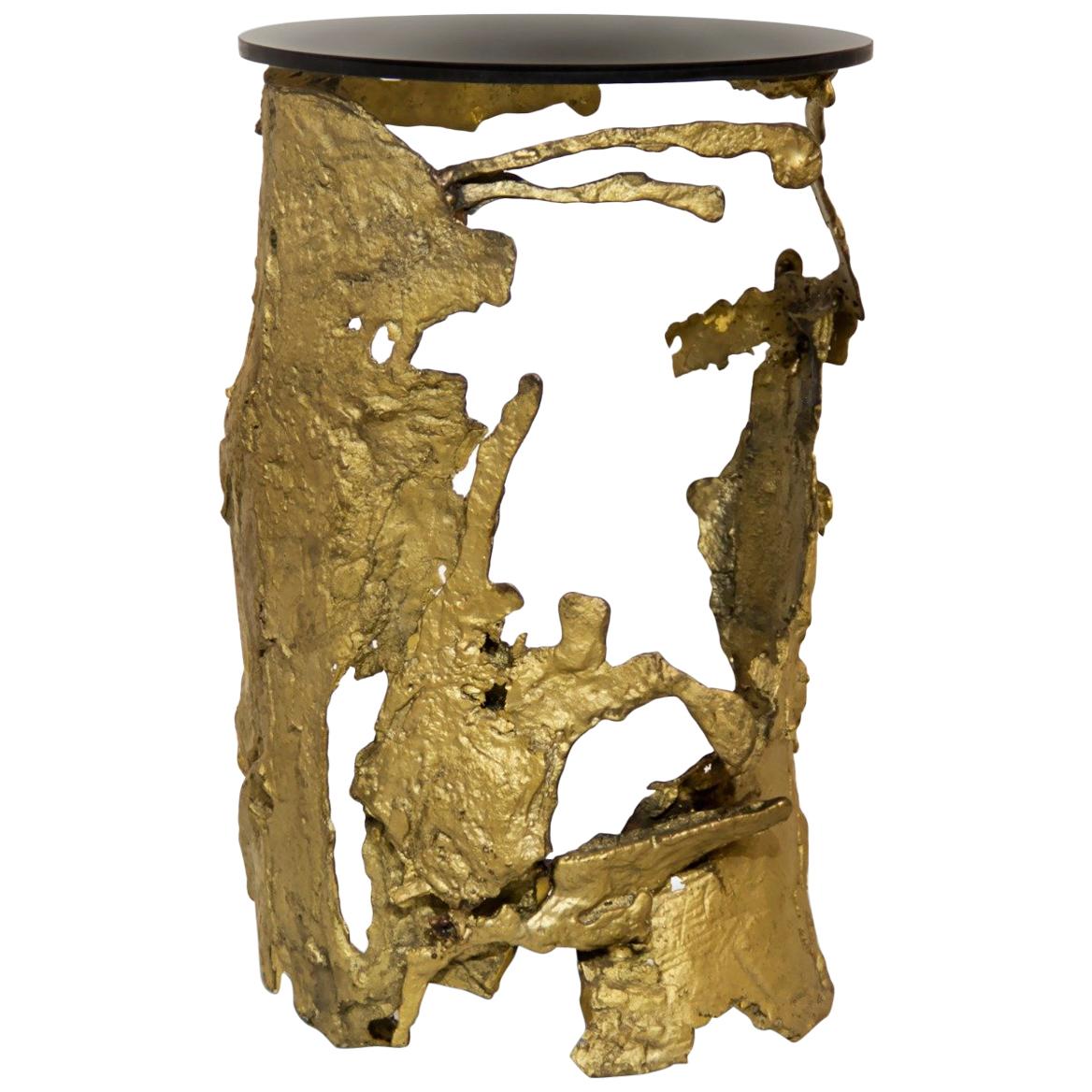 Contemporary Modern Cay In Bronze Glass Side Table by Brabbu For Sale