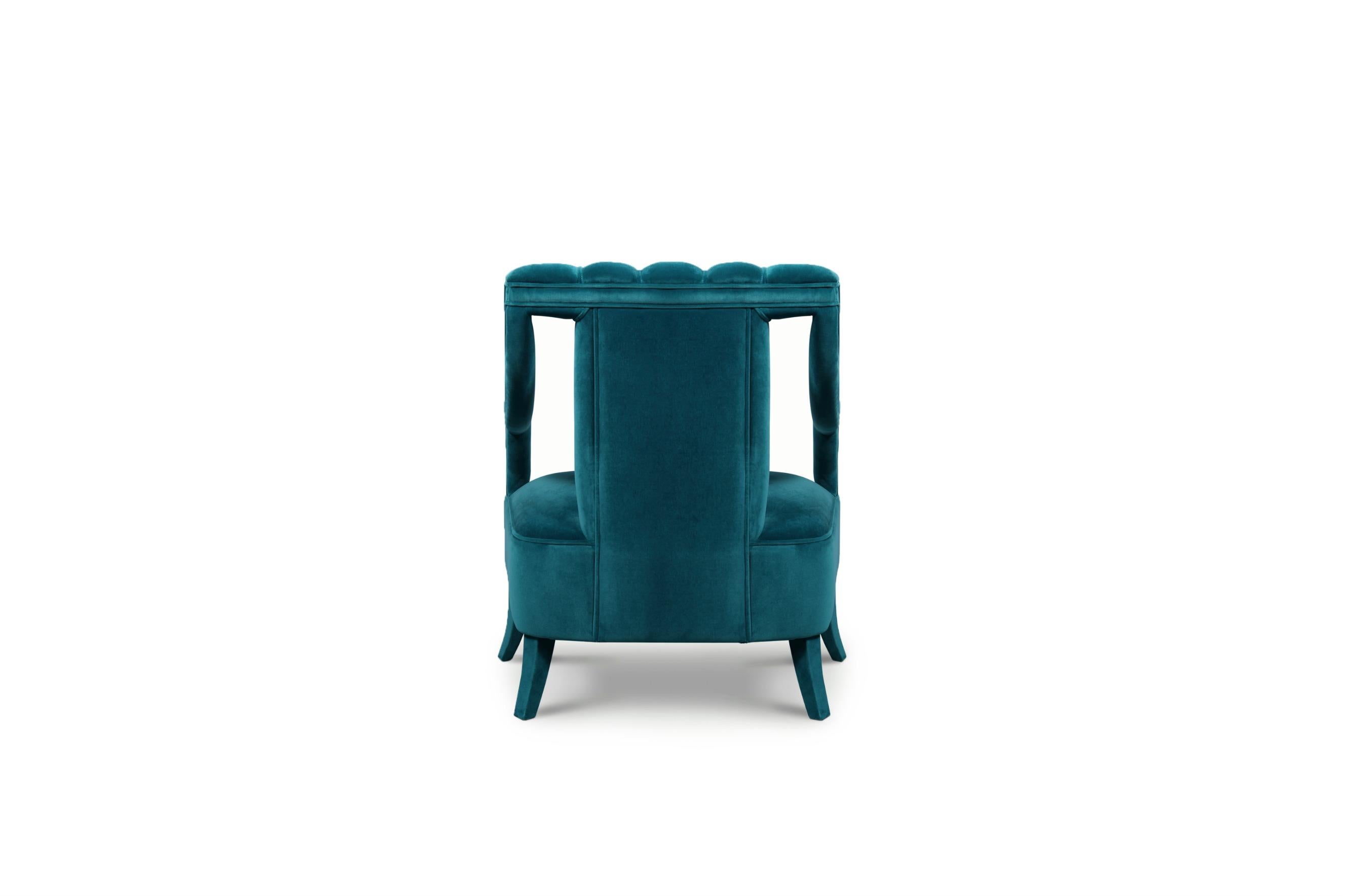 Modern Cayo Armchair in Cotton Velvet and Fully Upholstered Legs For Sale