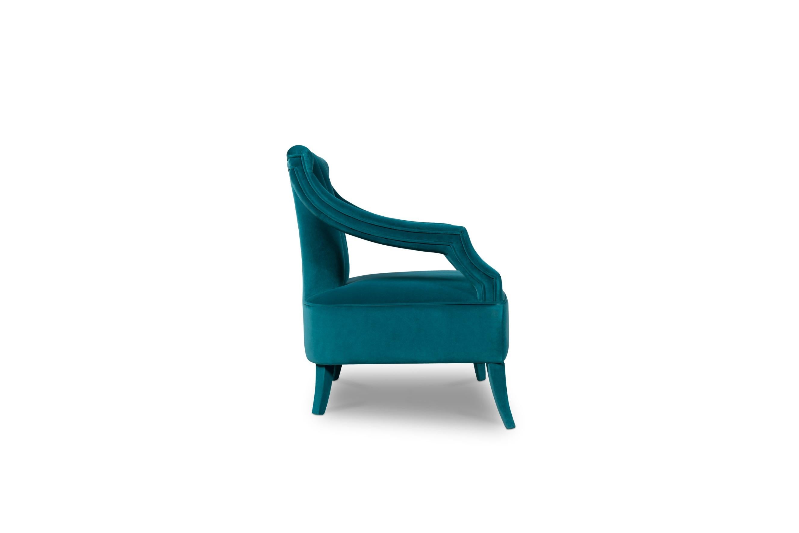 Cayo Armchair in Cotton Velvet and Fully Upholstered Legs In New Condition For Sale In New York, NY