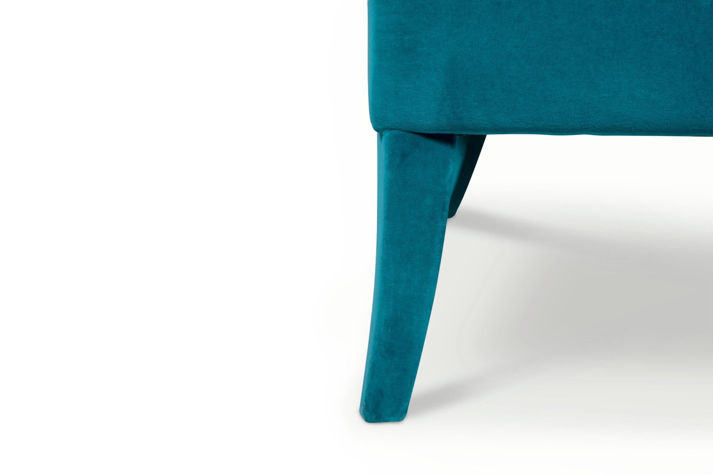 Contemporary Cayo Armchair in Cotton Velvet and Fully Upholstered Legs For Sale