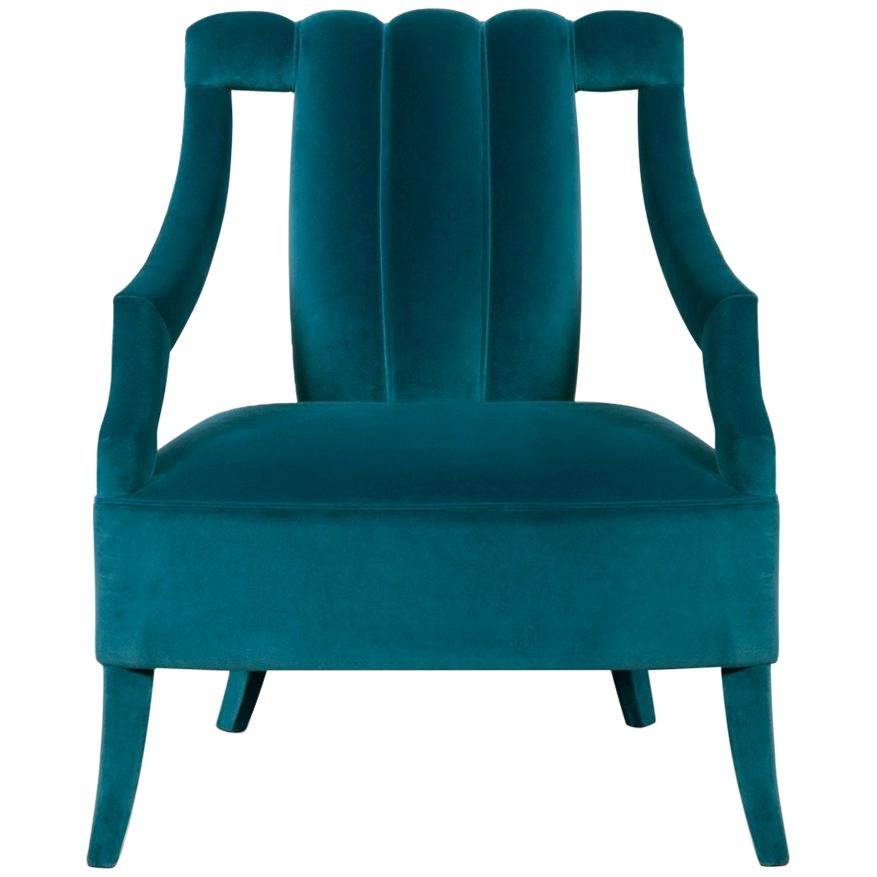 Cayo Armchair in Cotton Velvet and Fully Upholstered Legs For Sale