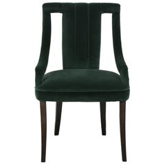 Modern Cayo Dining Chair in Cotton Velvet with Wood Legs by Brabbu