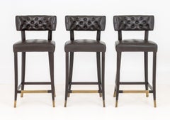 Brabbu Chocolate Leather Bar Stools, 3