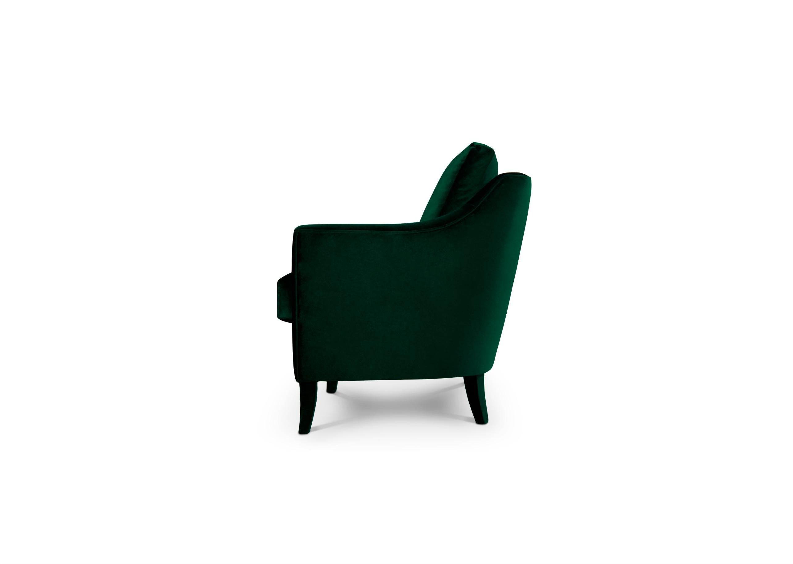 Modern Como Armchair in Cotton Velvet and Fully Upholstered Legs by Brabbu For Sale