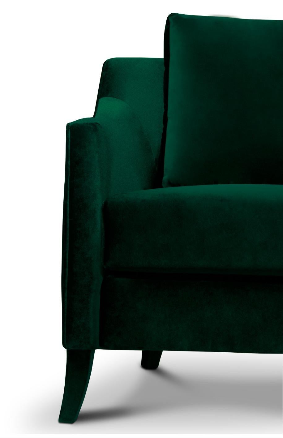 Portuguese Como Armchair in Cotton Velvet and Fully Upholstered Legs by Brabbu For Sale