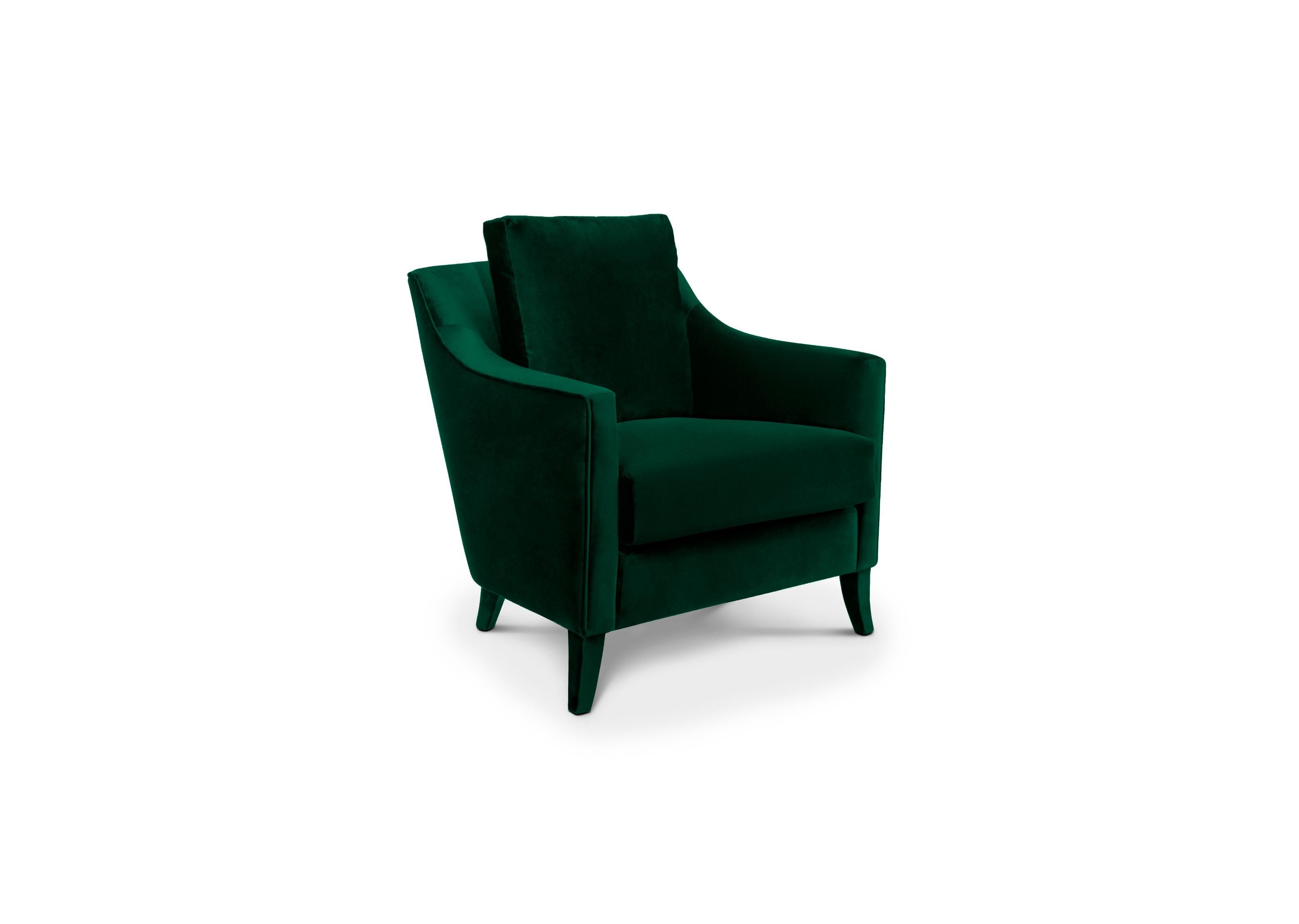 Contemporary Como Armchair in Cotton Velvet and Fully Upholstered Legs by Brabbu For Sale