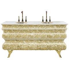 Crochet Washbasin in Brass and Marble