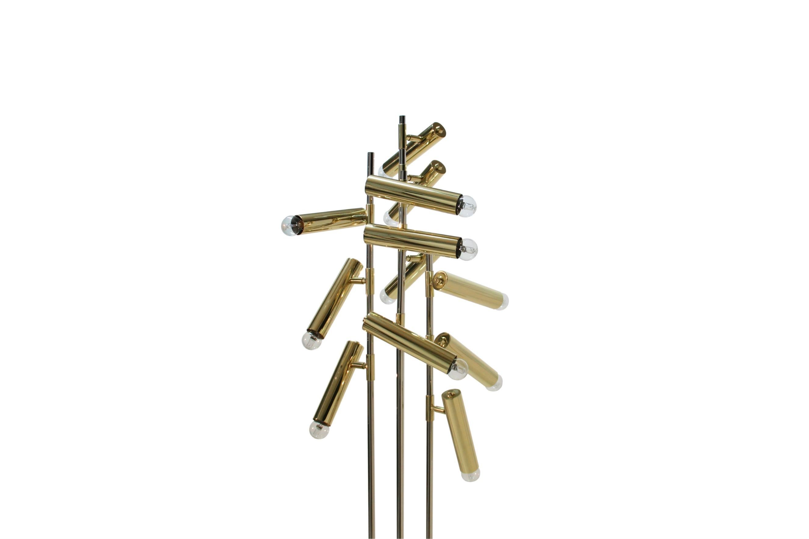 Cypres Floor Lamp in Glossy Gold-Plated Brass with Marble Base by Brabbu In New Condition For Sale In New York, NY