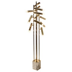 Cypres Floor Lamp in Glossy Gold-Plated Brass with Marble Base