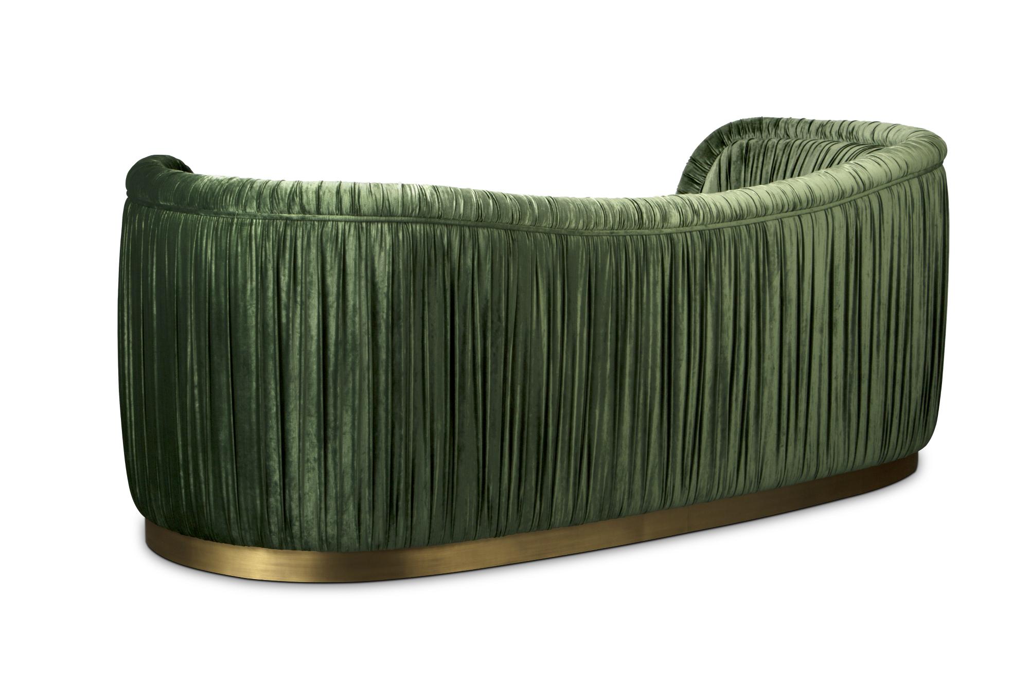 Modern Dakota Sofa in Cotton Velvet with Brass Base by Brabbu For Sale