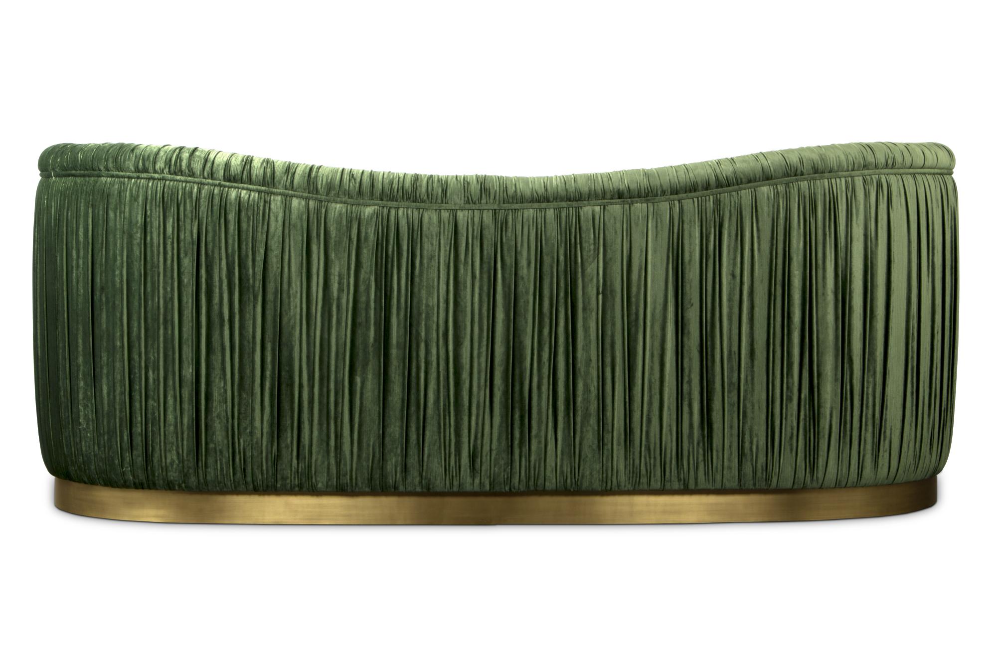 Portuguese Dakota Sofa in Cotton Velvet with Brass Base by Brabbu For Sale