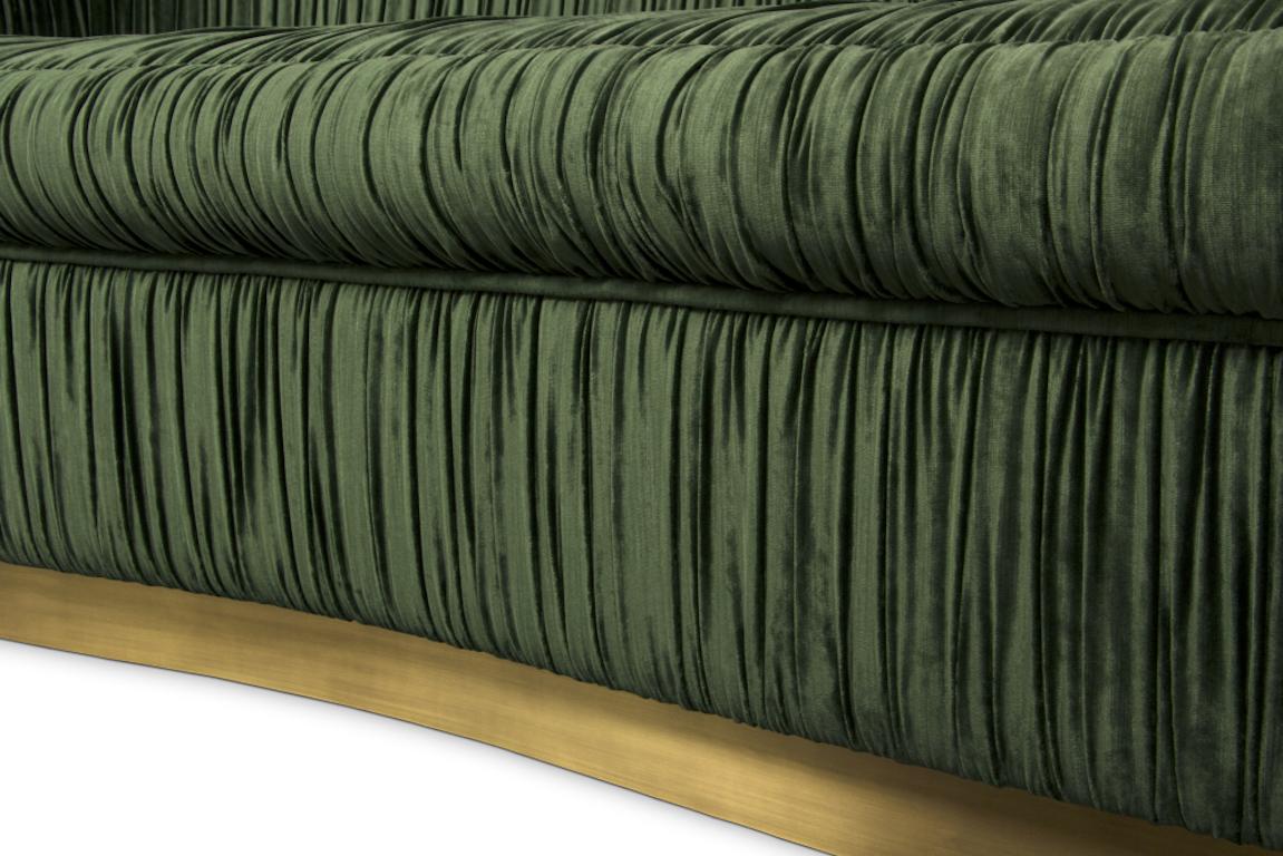Dakota Sofa in Cotton Velvet with Brass Base by Brabbu In New Condition For Sale In New York, NY