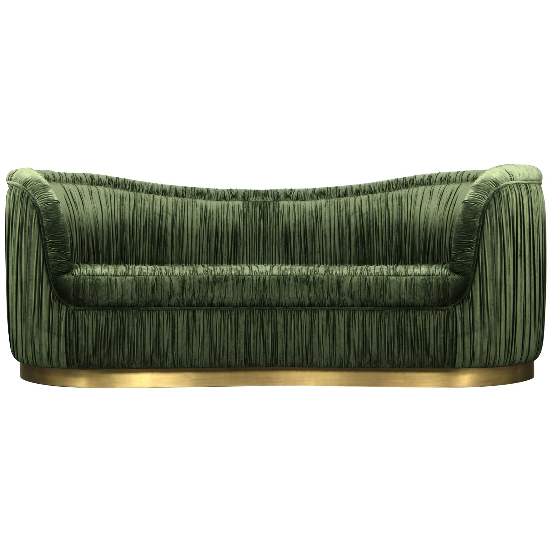 Dakota Sofa in Cotton Velvet with Brass Base by Brabbu For Sale