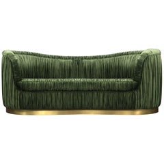 Dakota Sofa in Cotton Velvet with Brass Base by Brabbu