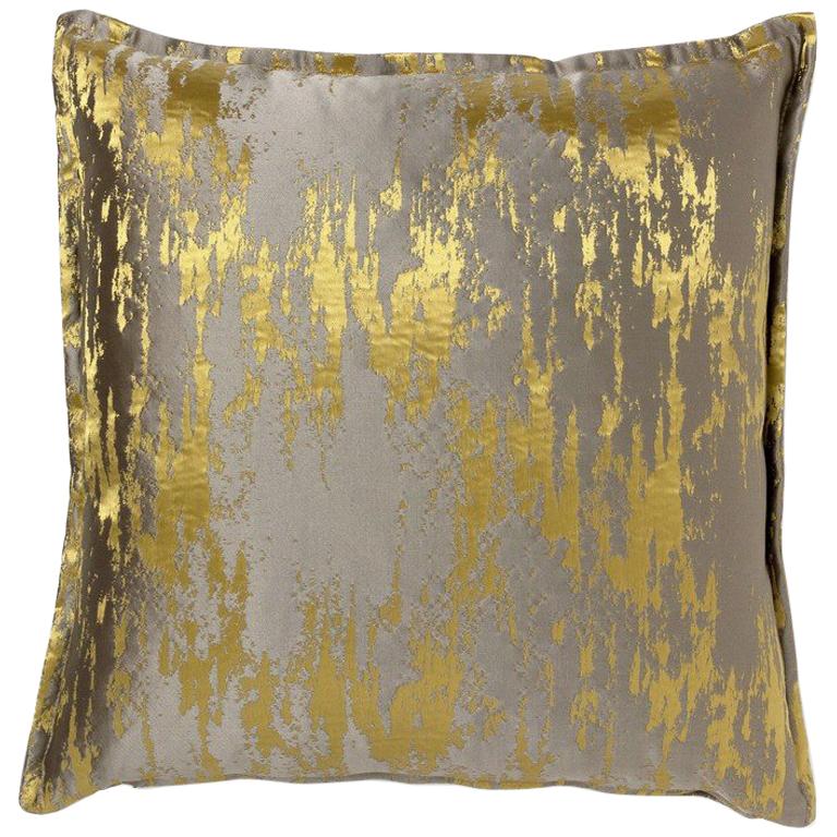 Daurat Pillow in Gold and Gray Satin For Sale